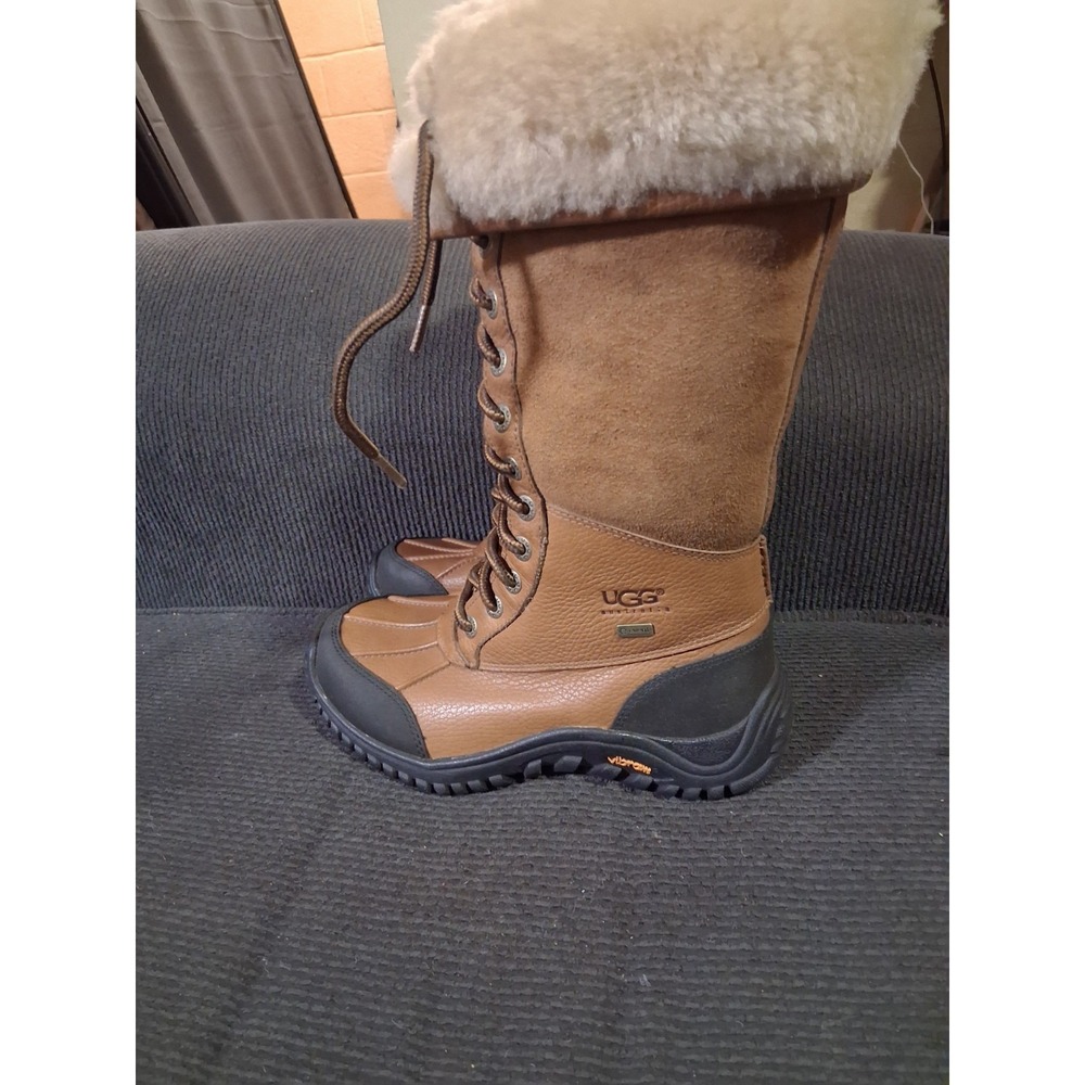 UGG Adirondack Tall III‎ Chestnut Leather Fur Boots Womens Size 5 -NIB-